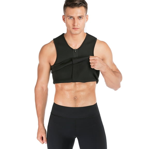 Wacanda Bodysuit Men Seamless Neoprene Sweat Vest Body Shapers Zip Tank Tops Waist Trainer Slimming