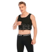 Wacanda Men Sauna Sweat Waist Slimming Trainer Vest Neoprene Yoga Body Shaper Vest Zipper Shapewear Workout