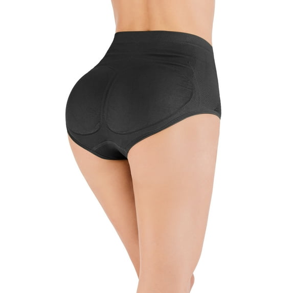 Wacanda Women High Waist Powerful Body Shaper Briefs Control Padded Tummy Shapewear Butt Lifter Panty