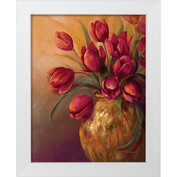 Wacaster, Linda 26x32 White Modern Wood Framed Museum Art Print Titled - Crimson and Brass II