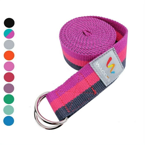Wacces D-Ring Buckle Cotton Yoga Straps Bands - Best for Stretching - Rose, Turquoise - 10 Feet