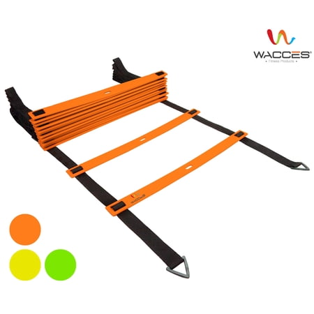 Wacces Speed Super Flat Adjustable Speed Agility Ladder for Soccer, Speed, Football, Fitness with Free Carry Bag - 8 Rungs Orange
