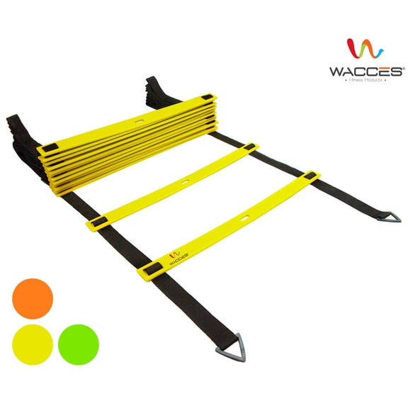 Wacces Speed Super Flat Adjustable Speed Agility Ladder for Soccer, Speed, Football, Fitness with Free Carry Bag - 8 Rungs Yellow