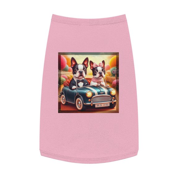 Wacky Boston Terrier Dog Couple In Mini Car Tank Top