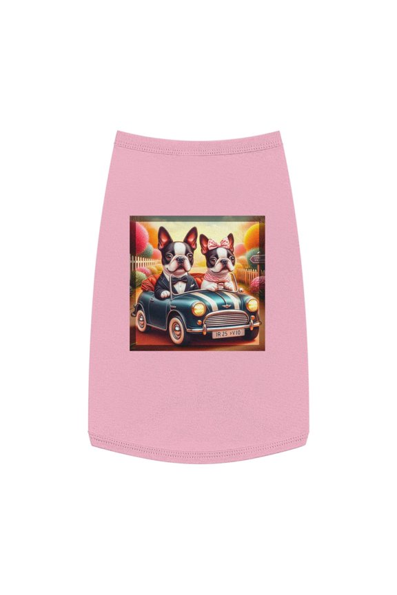 Wacky Boston Terrier Dog Couple In Mini Car Tank Top