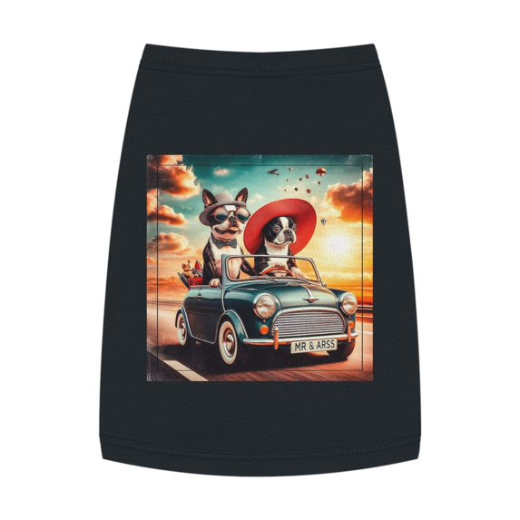 Wacky Boston Terrier Dog Driving in Car Tank Top For Pet