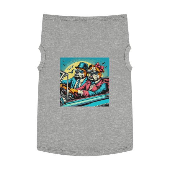 Wacky Pet Tank Top Bulldog sunset driving t shirt