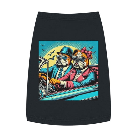 Wacky Pet Tank Top Bulldog sunset driving t shirt