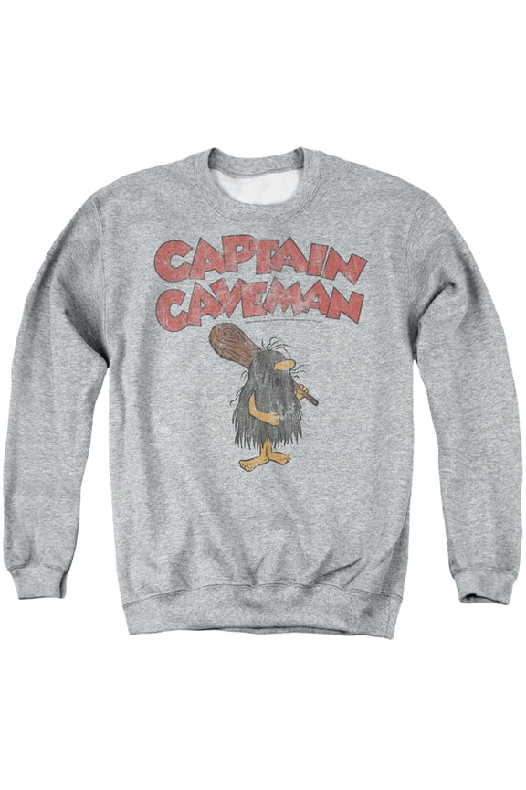 Wacky Races Captain Caveman 1 Unisex Adult Crewneck Sweatshirt,Athletic Heather, 3X-Large