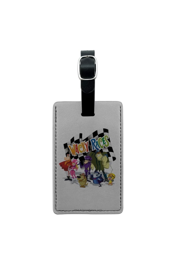 Wacky Races Crew Rectangle Leather Luggage Card Suitcase Carry-On ID Tag