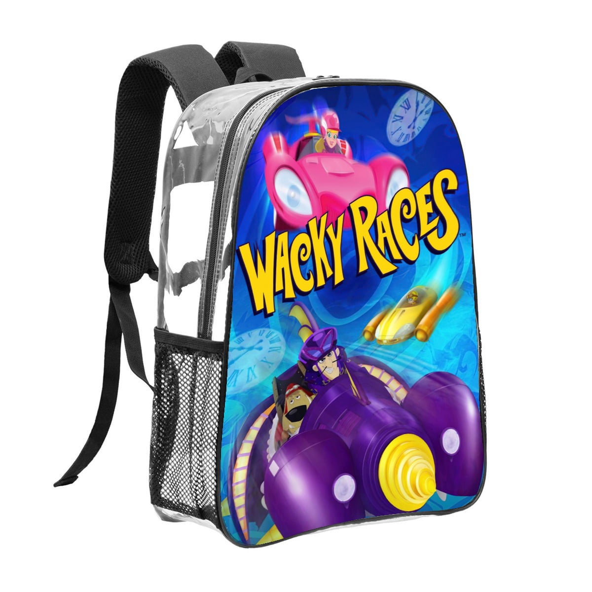 Wacky Races Pattern Transparent Backpack Lightweight And fashionable ...