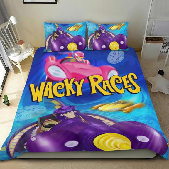 Wacky Races Themed Bed Sheet Set Three Piece Set 36x75 Inches Comfortable And Skin Friendly Unique Design Creating A Star Studded Night Home Decor Gifts For Family Friends fans