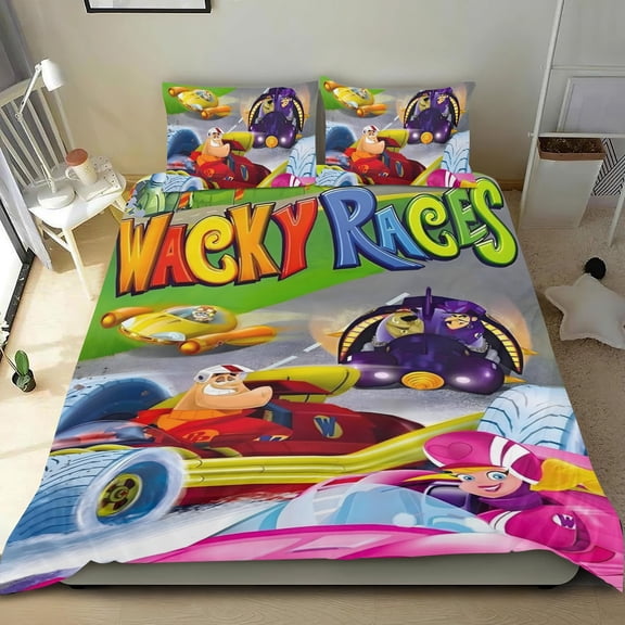 Wacky Races-themed Bed Sheet Set Three Piece Set Comfortable And Skin Friendly Unique Design Home Decor Gifts For Family Friends fans36x75Inches90cm*190cm
