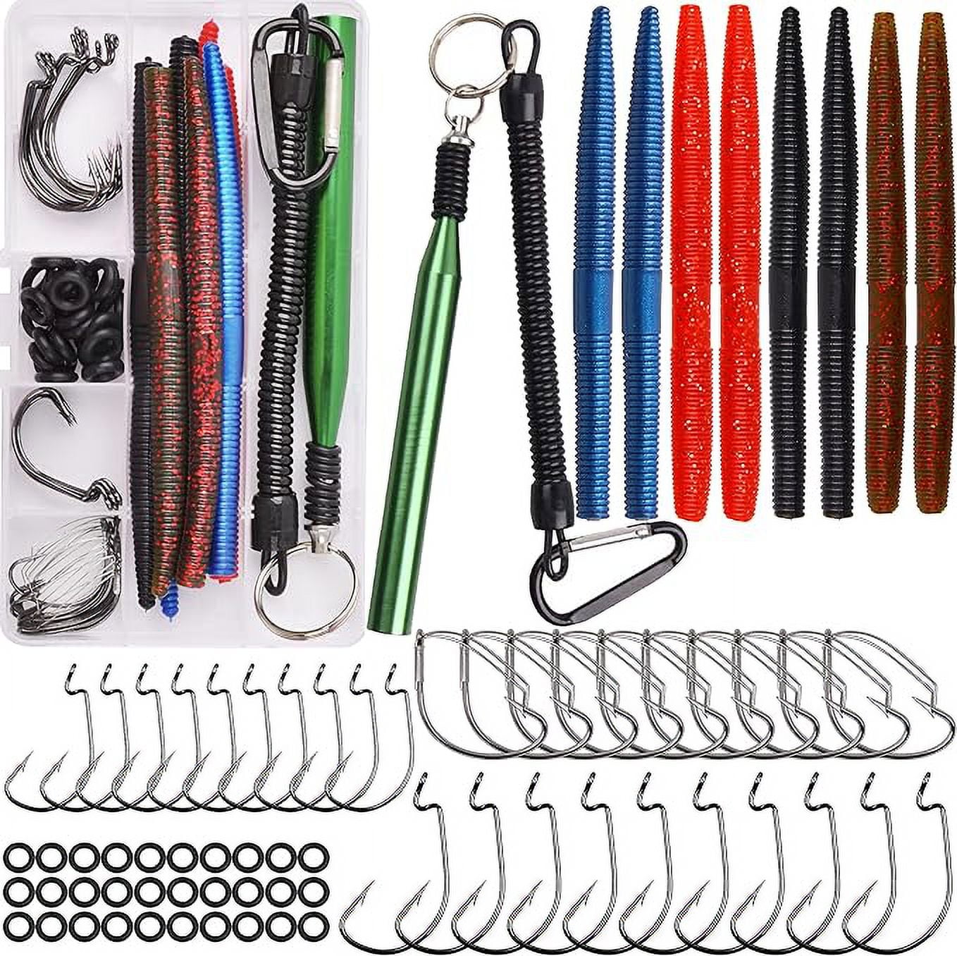 Wacky Rig Kit, 70pcs Fishing Worm Kit Worms Wacky Rig Tool ORings
