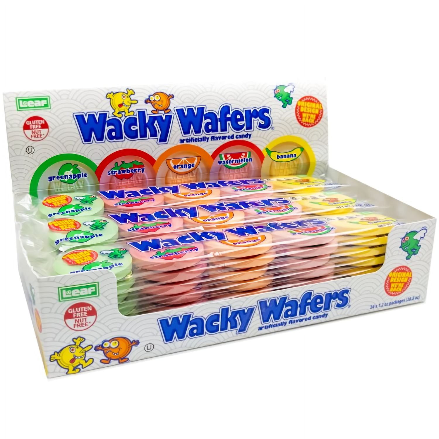 Wacky Wafers Candy, Apple, Strawberry, Orange, Banana, Watermelon (24