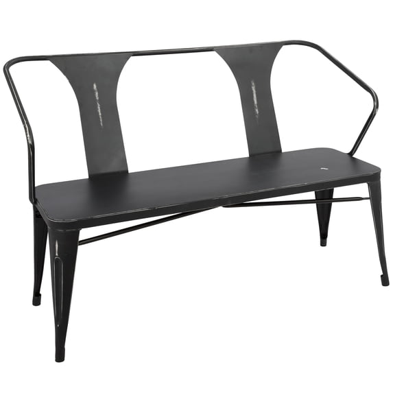 Waco Industrial Bench in Vintage Black Metal by LumiSource