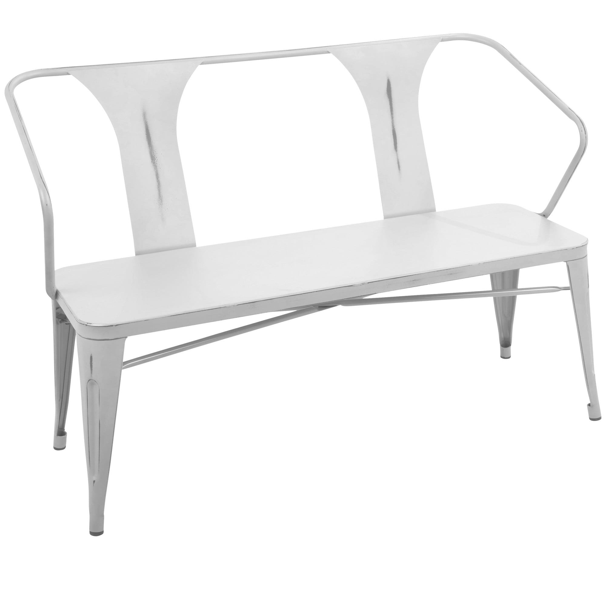Waco Industrial Bench in Vintage White Metal by LumiSource - Walmart.com, image size:2000x2000