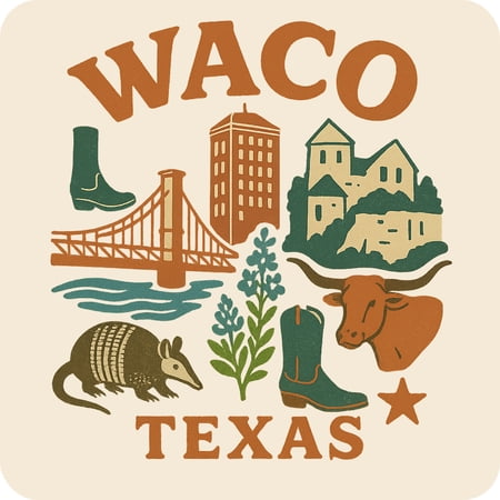 Waco Texas Keepsakes Souvenir Vinyl Sticker – Destination Travel Keepsake Collectible (3-Inches Wide)