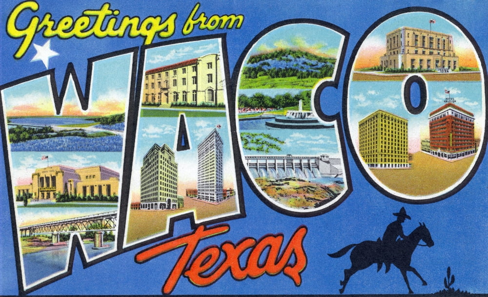Waco, Texas, Large Letter Scenes (9x12 Wall Art Print, Home Decor