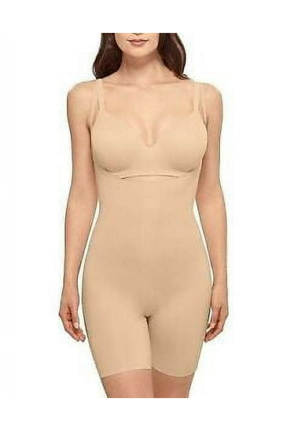 Beyond Naked Cotton Blend Open Bust Thigh Shaper 802330 2XL Sand