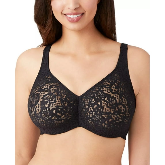 Wacoal Women's Plus Size Halo Lace Full Coverage Underwire Bra, black , 34DDD