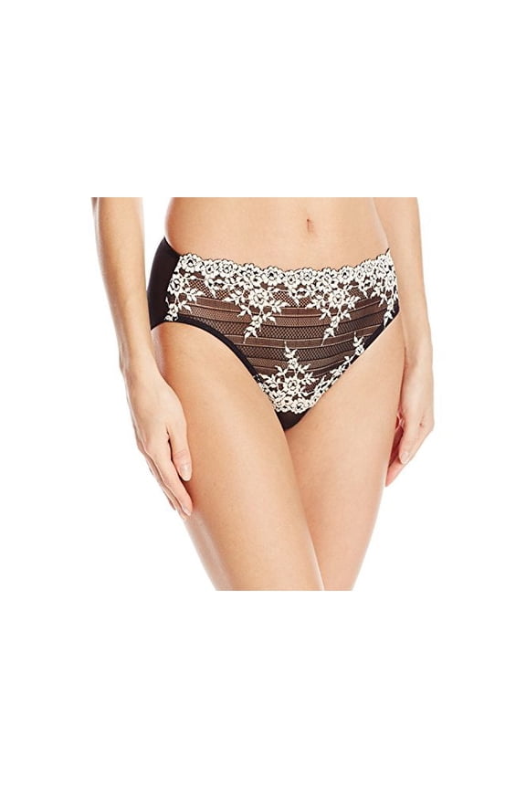 Women's Embrace Lace Hi-Cut Brief Panty, Black, X, Black, Size X