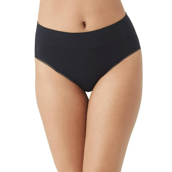 Wacoal Women's Feeling Flexible Seamless Hi Cut Panty, Black, Medium