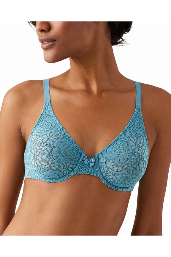 Women's Halo Lace Unlined Convertible Underwire Bra, Adriatic Blue, 36D