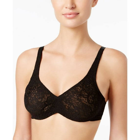 Wacoal Womens Full Figure Halo Lace Bra,Black,40DD