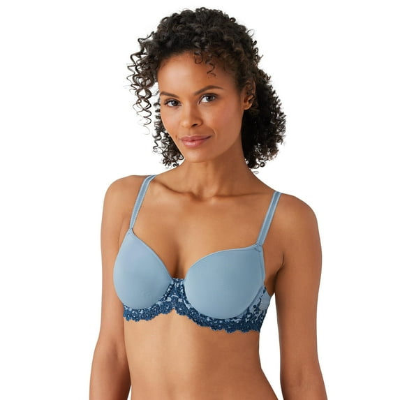 Wacoal Women's Embrace Lace Contour Bra, Windward Blue/Titan, 38D