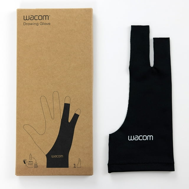 Wacom Drawing Glove, two-finger artist glove for drawing tablet pen display, 90% recycled material, eco-friendly, one-size (1 pack)
