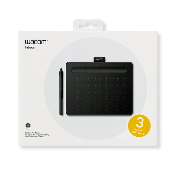 Wacom Intuos Graphics Drawing Tablet, 3 Bonus Software Included, 7.9"x 6.3", Black, Small (CTL4100)