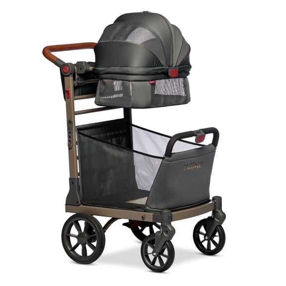 Wadabuggy Premium Pet Stroller, Cart, Pet Caddy, Compact Fold, Large Basket, 2 Drink Holders, Zipper Pocket, Adult, Gray