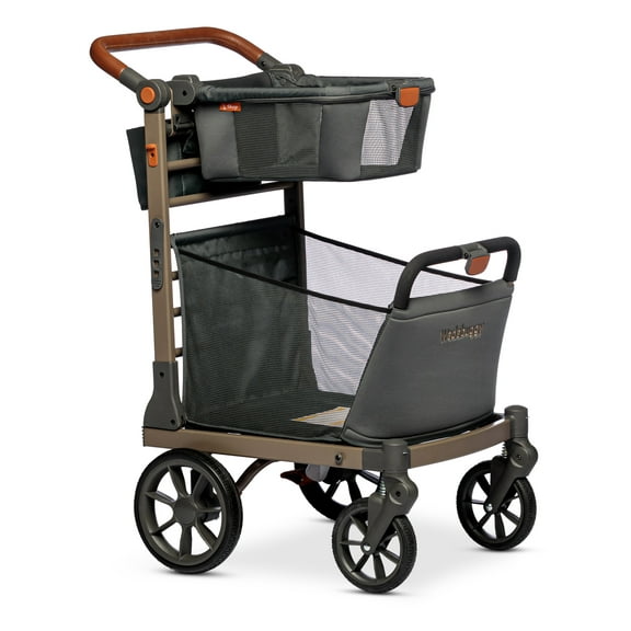 Wadabuggy Premium Shopping Cart, 2 Storage Baskets, Compact Fold, 2 Drink Holders, Zipper Pocket, Adult, Gray