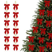 Wadada 12 Pcs Cozy 3.15 Inch Velvet Christmas Bows - Ideal for Christmas Tree Ornaments, Wreath Accents, Gift Wrapping, Garland, Stair Railings & Xmas Home Decor, Red