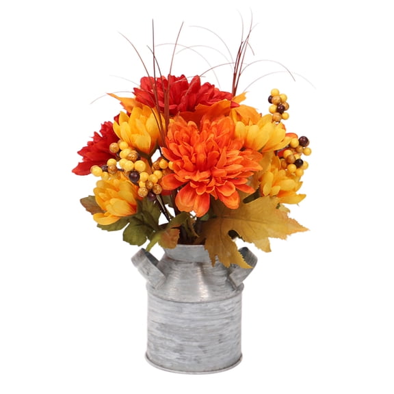 Wadada 17.7" Fall Artificial Sunflower Centerpieces with Metal Pot, Fall Table Centerpieces Faux Sunflower Potted Plants Silk Flowers Floral Arrangement for Autumn Harvest Home Decoration