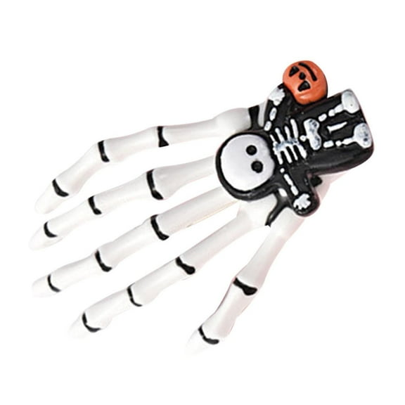 Wadada 1PCS Halloween Hair Clips Skeleton Hands Bone Hair Clips Claws with Bat Pumpkin Hairpin Punk Rock Horror Blood Hair Clip for Women Girls Hair Accessories