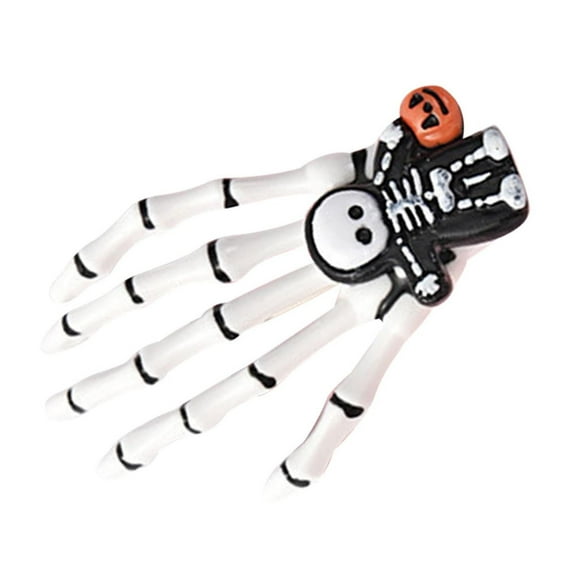 Wadada 1PCS Halloween Hair Clips Skeleton Hands Bone Hair Clips Claws with Bat Pumpkin Hairpin Punk Rock Horror Blood Hair Clip for Women Girls Hair Accessories