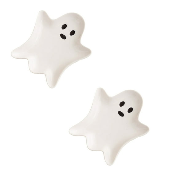 Wadada 2 Pcs Ceramic Ghost Plate | Reusable Halloween Plate for Everything from Desserts, Salads, Snacks, Candy, Appetizers and More