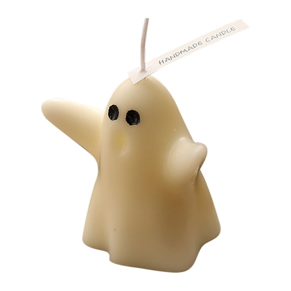 Wadada 2 Pieces Halloween Large Ghost Candles White Spooky Ghost Scented Candles Halloween Candles Horror Gifts Candle Tea Lights Goth Room Decor for Dining Table Party Bedroom (Classical Style)