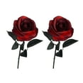 thumbnail image 1 of Wadada 2 pcs Red Roses Artificial Flowers with Stems, Faux Silk Flowers Bridal Gothic Wedding Bouquet, Realistic Blossom Flora for Home, Office, Hotel Decorations, 1 of 7