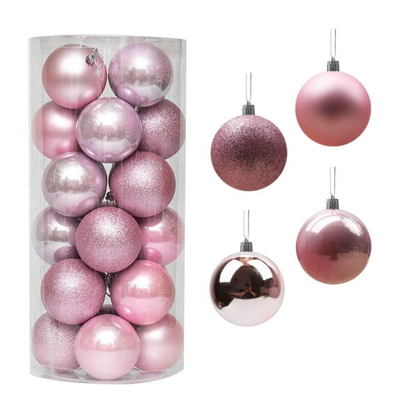 Wadada 24 Pcs Christmas Ball Ornaments 1.5 Inch Christmas Shatterproof Tree Decorations Glittering Plastic Christmas Hanging Ball Ornaments for Xmas Tree Home Holiday Party Decor