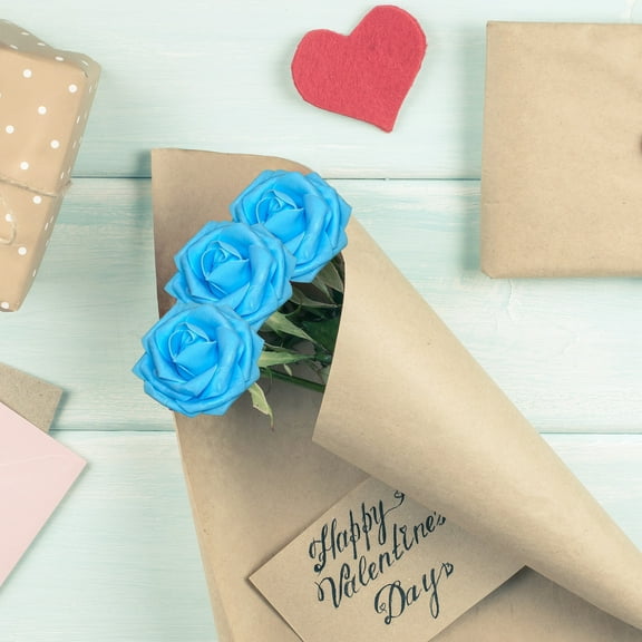Wadada 25PCS Blue Roses Artificial Flowers with Long Stem Real Touch Fake Foam Roses for Decoration DIY Wedding Bouquets Centerpieces Bridal Shower Mothers Day Party Flower Arrangements Home Decor