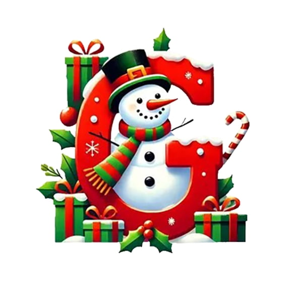 Wadada 26 Snowman Alphabet Ornaments for Christmas Tree Red Initial Letter Hanging Pendant with Green Hat Mini Monogram Hanging Decorations for Christmas Tree Party Gifts DIY Decor (Letter G)