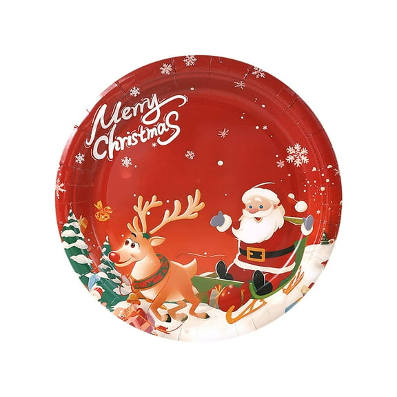 Wadada 30 PCS Merry Christmas Paper Plates - 7Inch Winter Theme Dessert Plate for Cake Salad Fruit Cartoon Father Christmas Tableware Set Disposable Decoration Supplies for Winter, Christmas Party