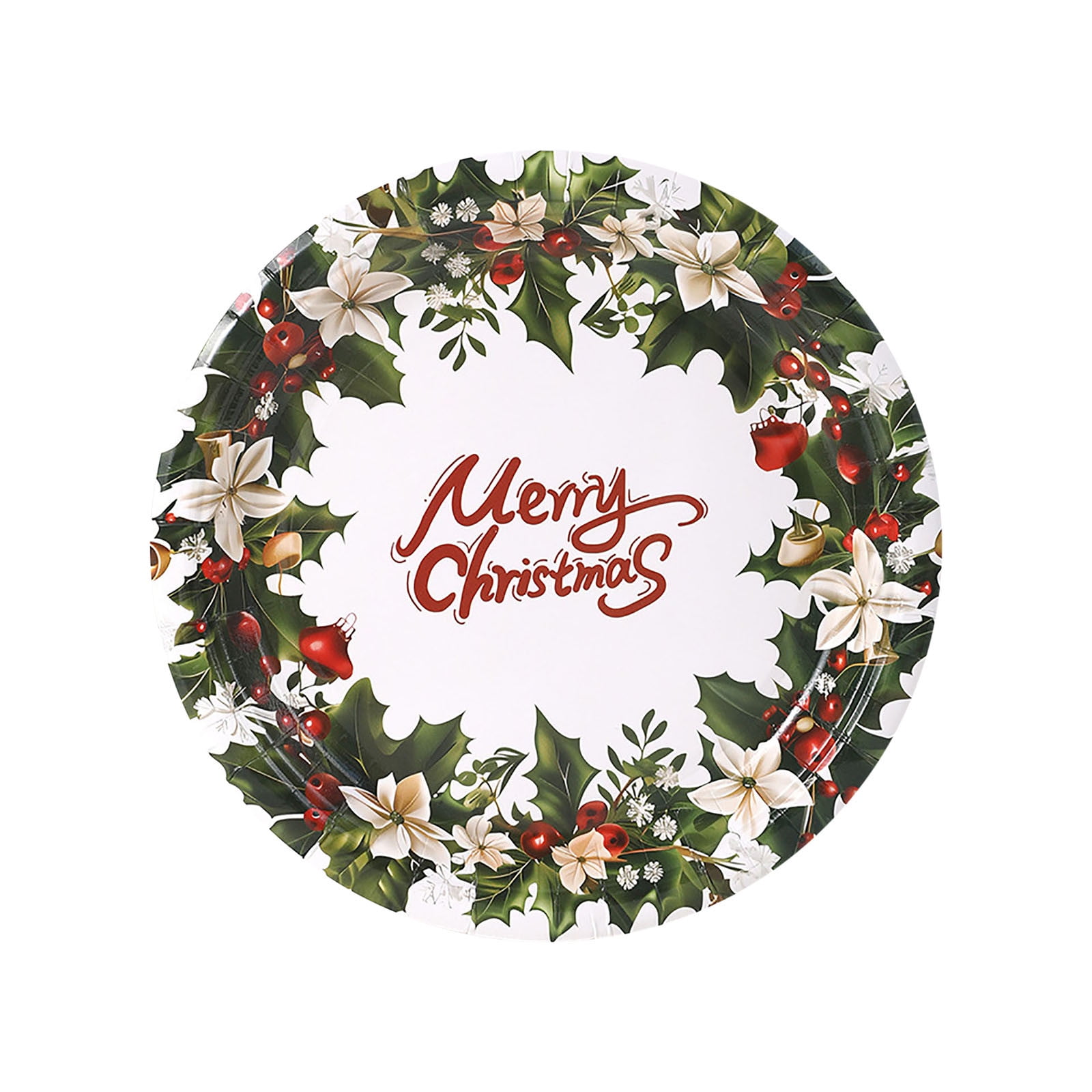 Wadada 30 PCS Merry Christmas Paper Plates - 7Inch Winter Theme Dessert Plate for Cake Salad Fruit Cartoon Father Christmas Tableware Set Disposable Decoration Supplies for Winter, Christmas Party