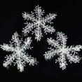 thumbnail image 1 of Wadada 3Pcs Plastic Snowflake Ornament Christmas Glitter Snowflake Hanging Christmas Tree Decorations with Silver Rope for Winter Decorations Tree Window Door Accessories (White), 1 of 5