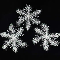 Wadada 3Pcs Plastic Snowflake Ornament Christmas Glitter Snowflake Hanging Christmas Tree Decorations with Silver Rope for Winter Decorations Tree Window Door Accessories (White)