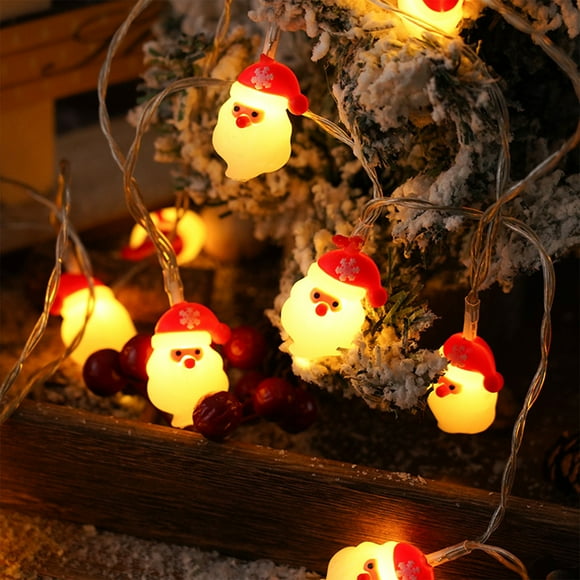 Wadada 4.9 FT Christmas LED String Light, 10 LED Battery Operated Christmas Garland with Santa Claus Pine Tree Fairy String Lights for Indoor Outdoor Xmas Fireplace Mantel Decorations (Santa)