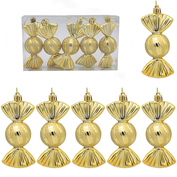 Wadada 5 Pcs Christmas Candy Ornaments Glitter Hanging Candy Decorations for Tree Plastic Candy Props Decorative Christmas Tree Decoration for Xmas Holiday Party Decor Home Supplies